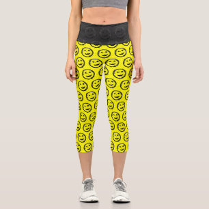 Cool Spilled Stained Happy Smiling face pattern Capri Leggings