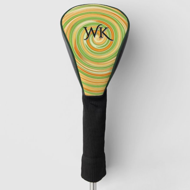 Cool Spiral of Fun Citrus Colours with monogram Golf Head Cover (Front)