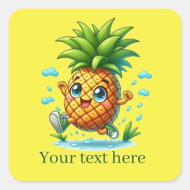 Cool splashing pineapple add text Summer  Square Sticker (Front)