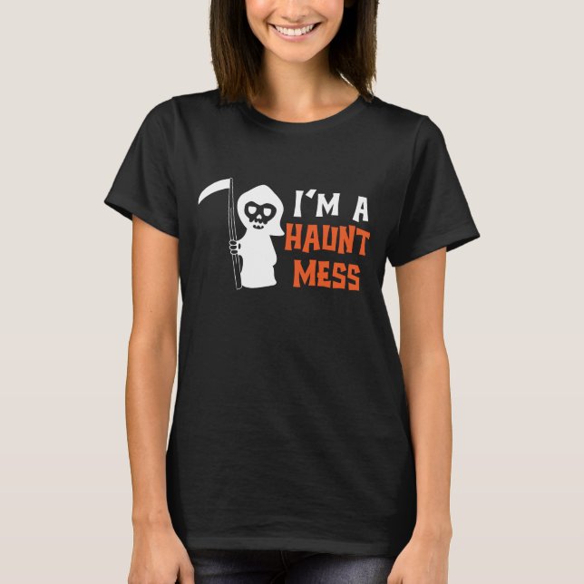 Cool Spooky Girly Halloween Typography T-Shirt (Front)