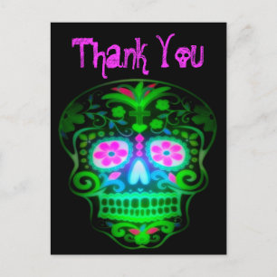 Cool Spooky Sugar Skull Vintage Retro Art Postcard