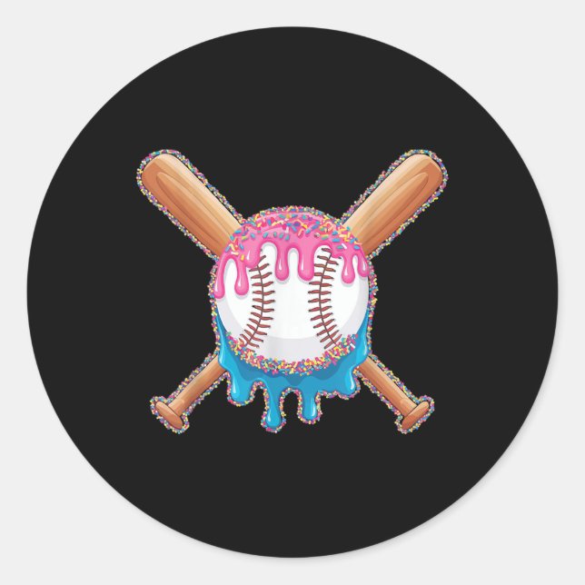 Cool Sport Baseball Home Plate Drip With Sprinkles Classic Round Sticker (Front)