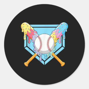 Cool Sport Baseball Home Plate Drip With Sprinkles Classic Round Sticker