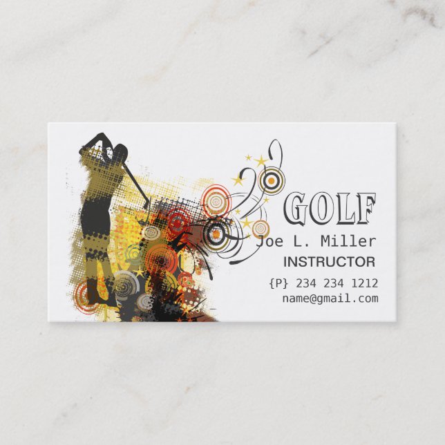 Cool Sports Urban Grunge Modern Golf Business Card (Front)