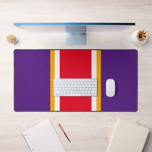 Cool Sporty Bright Red Royal Purple Racing Stripes Desk Mat