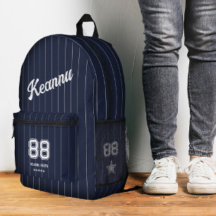 Cool Sporty Stylish Navy Blue Stripes Printed Backpack