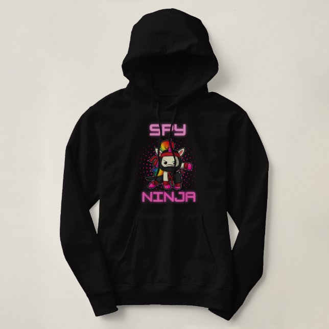 Cool Spy Gaming Ninja Gamer Unicorn Ninja Boy Girl Hoodie (Design Front)
