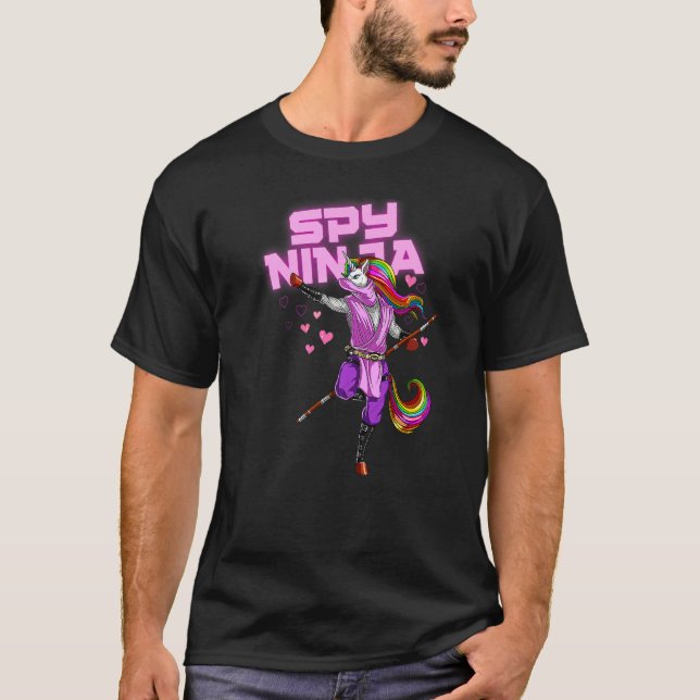 Cool Spy Gaming Ninja Gamer Unicorn Ninja Boy Girl T-Shirt (Front)