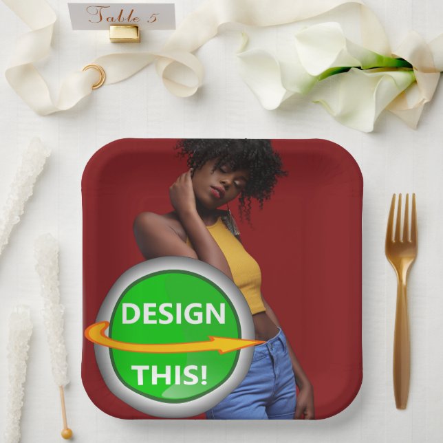 COOL! Square Paper Plate - 9" - Custom (Wedding)