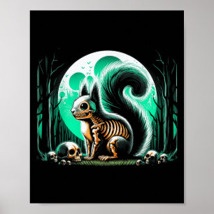 Cool Squirrel Skeleton Halloween Christmas Birthda Poster