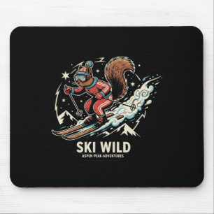 Cool Squirrel Snow Skiing Design For Animal Kids L Mouse Mat