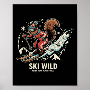 Cool Squirrel Snow Skiing Design For Animal Kids L Poster