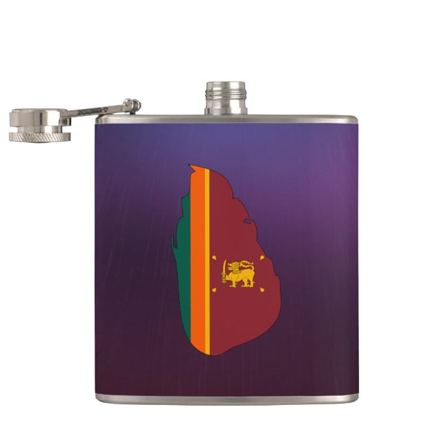 Cool Sri Lanka Flag Map Hip Flask (Opened)