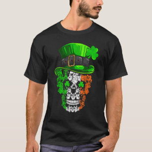 Cool St Patricks Day Corgi Dog Skull Shamrock T-Shirt