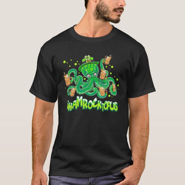 Cool St Patricks Day Shamrocktopus T-Shirt (Front)
