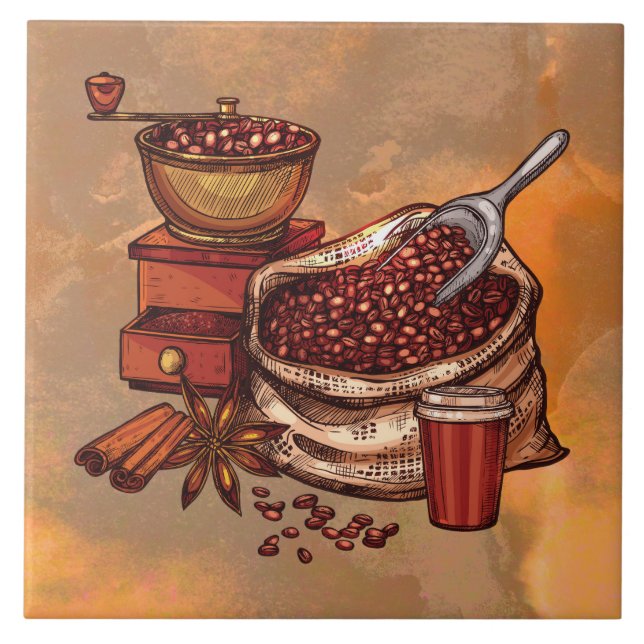 cool stained coffee decor tile (Front)