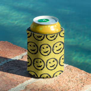 Cool Stained Happy Smiling face pattern yellow Can Cooler