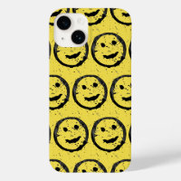 Cool Stained Happy Smiling face pattern yellow