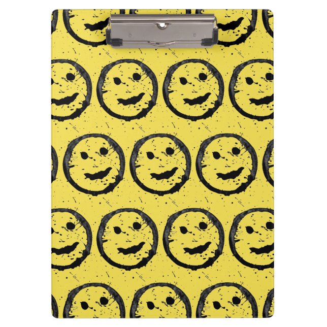 Cool Stained Happy Smiling face pattern yellow Clipboard (Front)