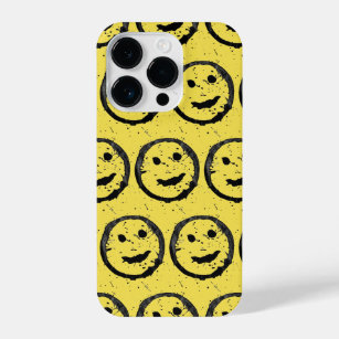 Cool Stained Happy Smiling face pattern yellow iPhone 14 Pro Case