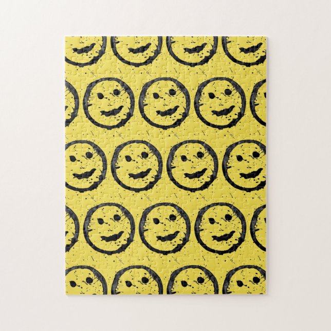 Cool Stained Happy Smiling face pattern yellow Jigsaw Puzzle (Vertical)