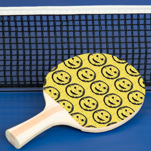 Cool Stained Happy Smiling face pattern yellow Ping Pong Paddle (Insitu)