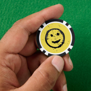 Cool Stained Happy Smiling face pattern yellow Poker Chips