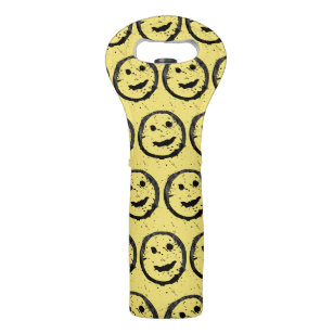 Cool Stained Happy Smiling face pattern yellow Wine Bag