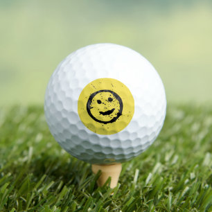 Cool Stained Happy Smiling face yellow Golf Balls