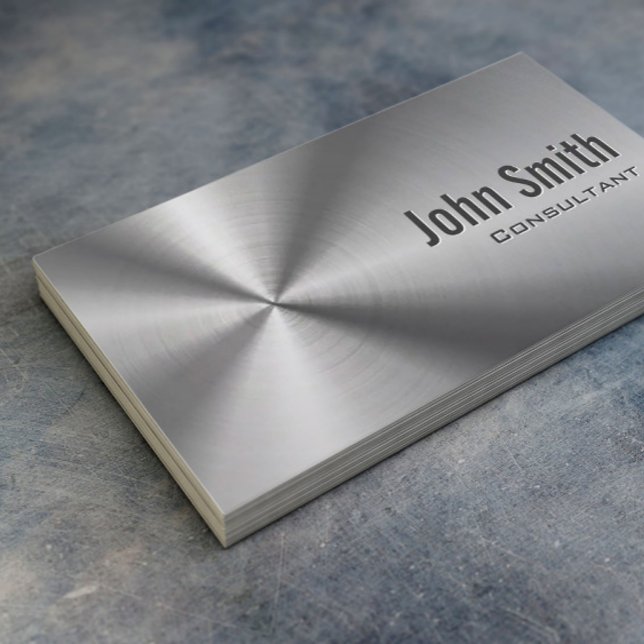 Cool Stainless Steel Consultant Faux Metal Business Card (Creator Uploaded)