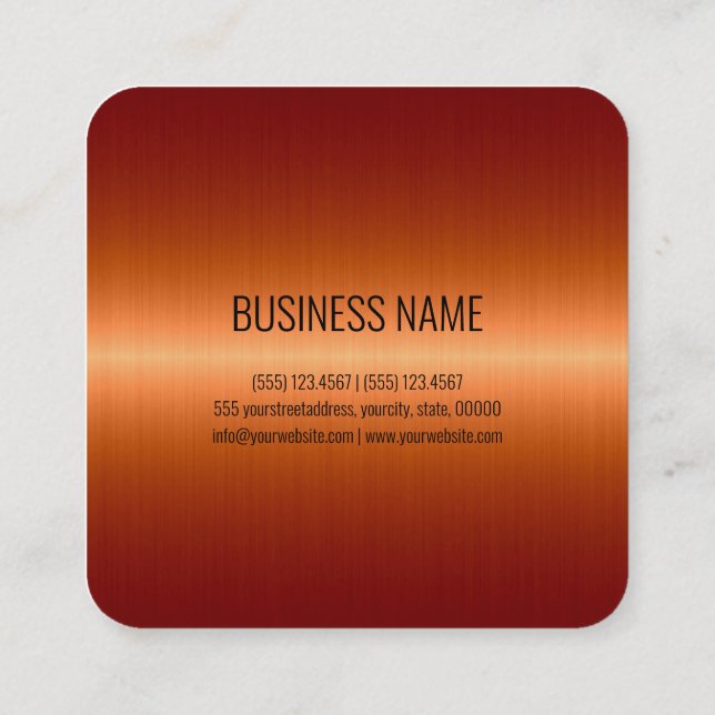 Cool Stainless Steel Metal Look #7 Square Business Card (Back)