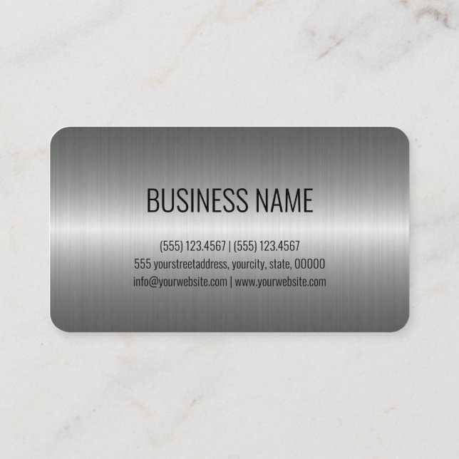 Cool Stainless Steel Metal Look Business Card (Back)