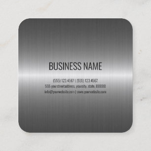 Cool Stainless Steel Metal Look Square Business Card