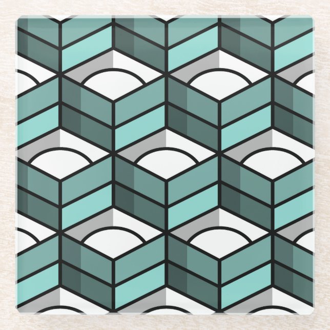 Cool Stair Stepping 3-Dimensional Pattern Glass Coaster (Front)