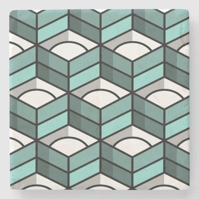 Cool Stair Stepping 3-Dimensional Pattern Stone Coaster (Front)
