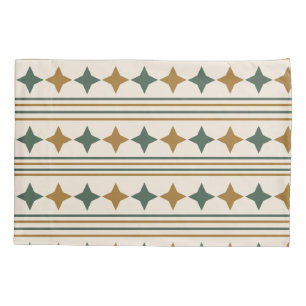 Cool starbursts Modern mid century Brown Green Pillowcase