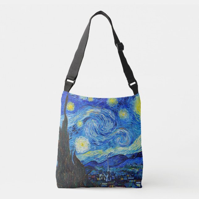 Cool Starry Night Vincent Van Gogh painting Crossbody Bag (Front)