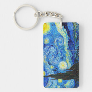 Cool Starry Night Vincent Van Gogh painting Key Ring