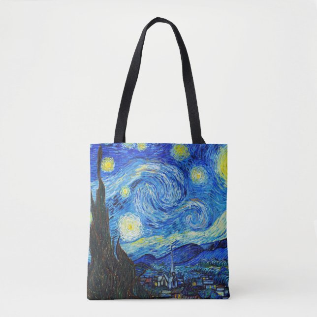 Cool Starry Night Vincent Van Gogh painting Tote Bag (Front)