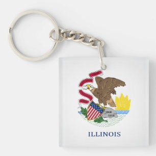 Cool State Of Illinois Flag Key Ring