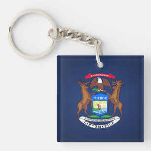 Cool State Of Michigan Flag Key Ring