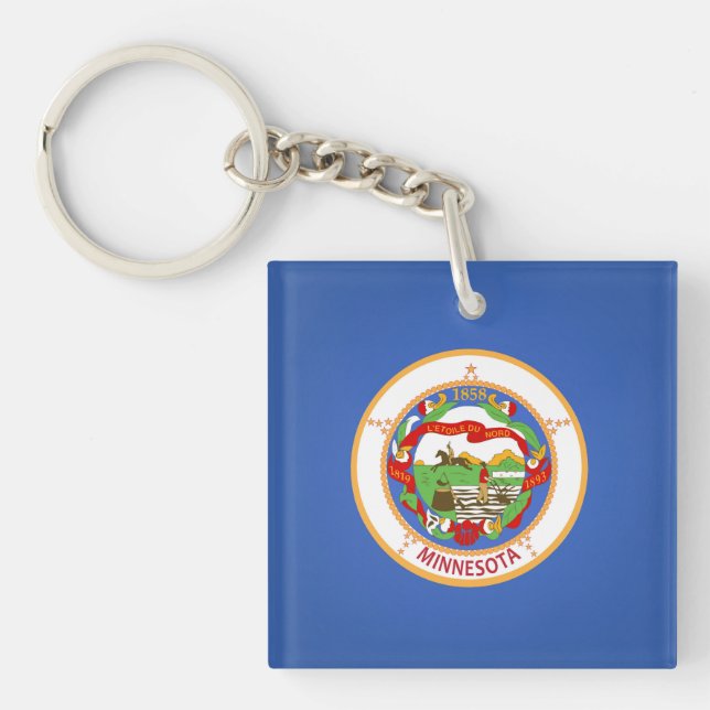 Cool State Of Minnesota Flag Key Ring (Front)