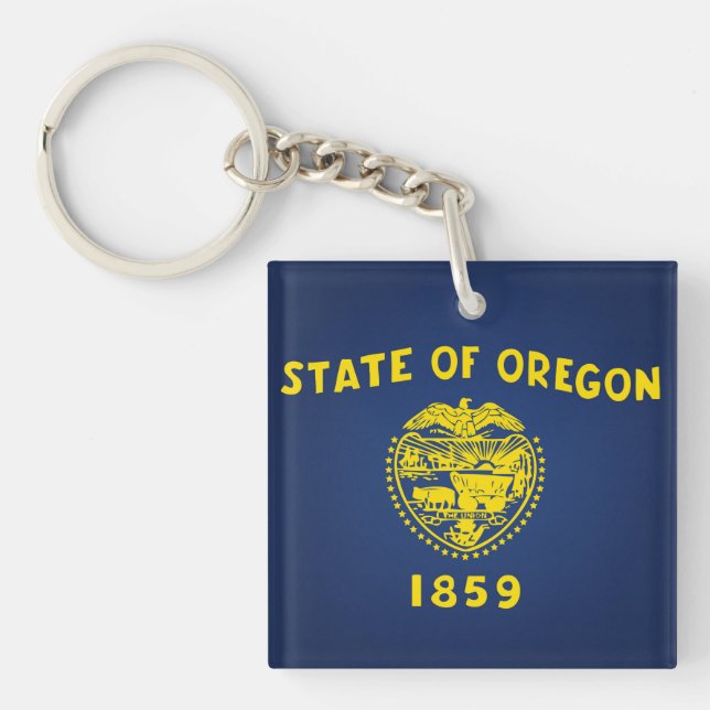 Cool State Of Oregon Flag Key Ring (Front)