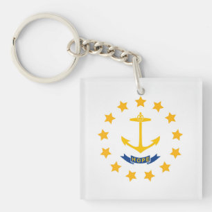 Cool State Of Rhode Island Flag Key Ring