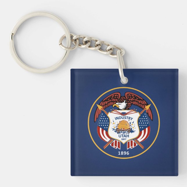 Cool State Of Utah Flag Key Ring (Front)