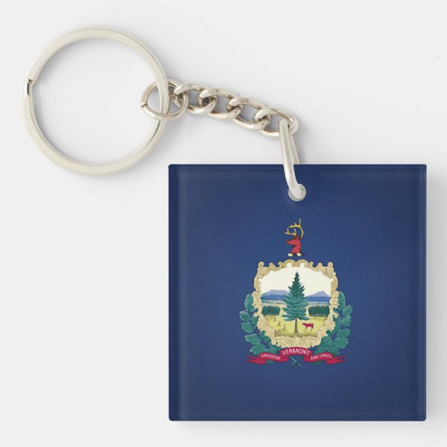 Cool State Of Vermont Flag Key Ring (Front)