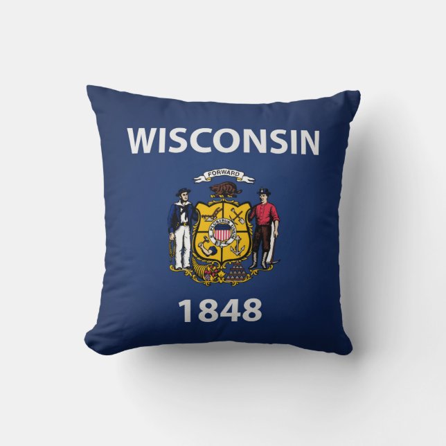 Cool State Of Wisconsin Flag Cushion (Front)