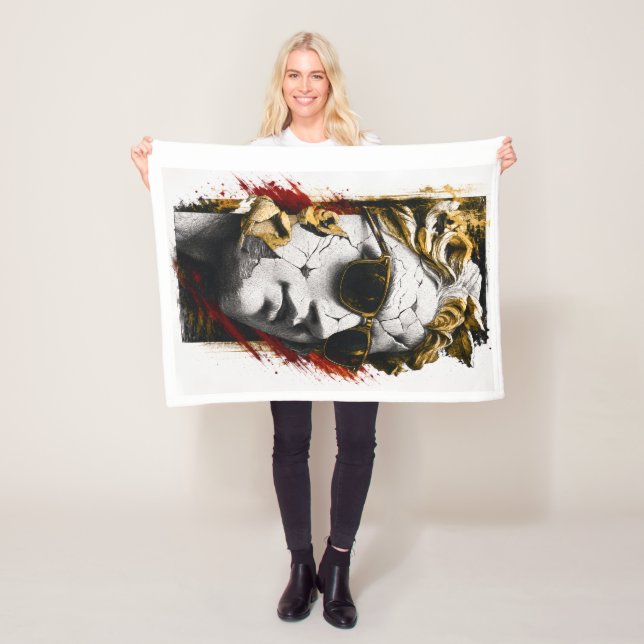 Cool Statue with Sunglasses – Ancient Wisdom Moder Fleece Blanket (In Situ)