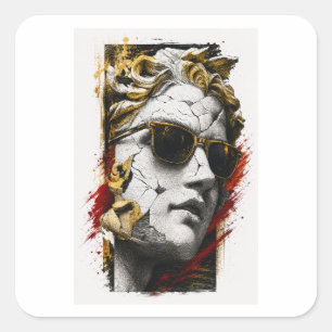 Cool Statue with Sunglasses – Ancient Wisdom Moder Square Sticker