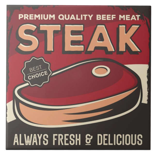 Cool steak retro vintage  tile (Front)